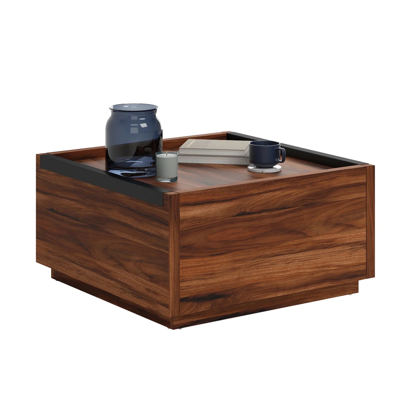 Tyzor Acacia Wood Square Coffee Table with Drawer Storage