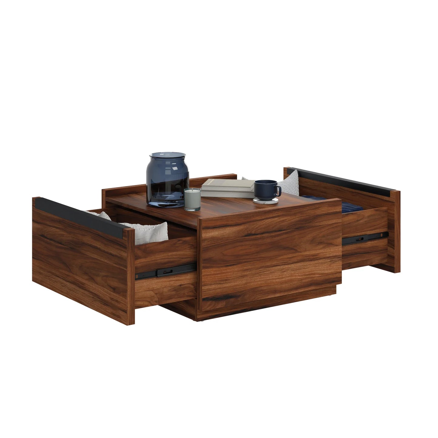 Tyzor Acacia Wood Square Coffee Table with Drawer Storage