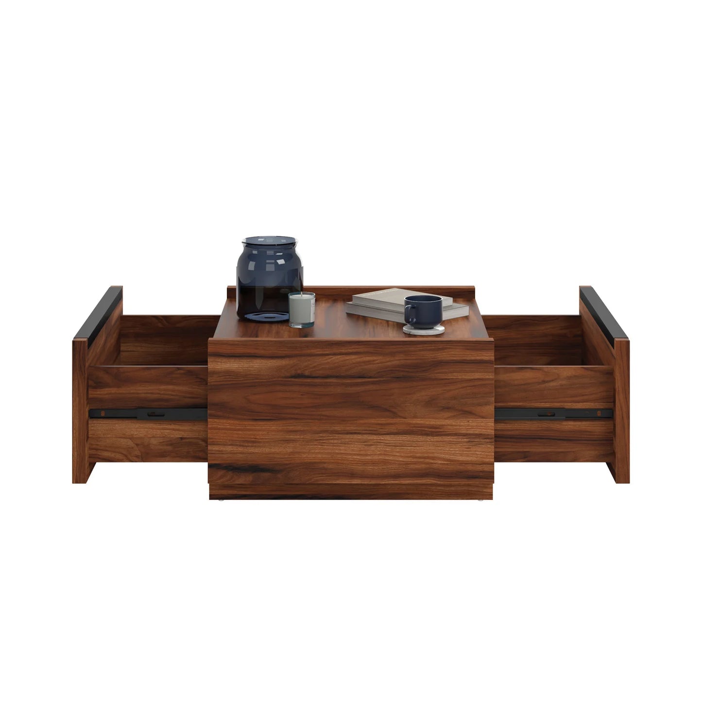 Tyzor Acacia Wood Square Coffee Table with Drawer Storage
