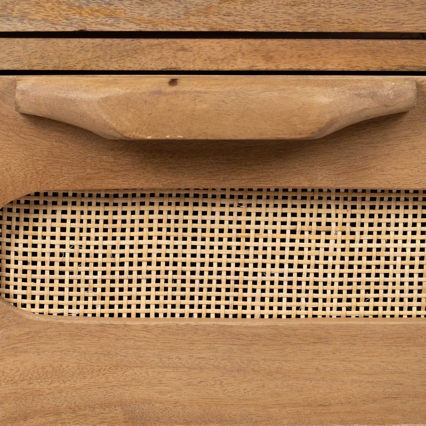 Vinnie Solid Wood Rattan Sideboard in Mango Wood