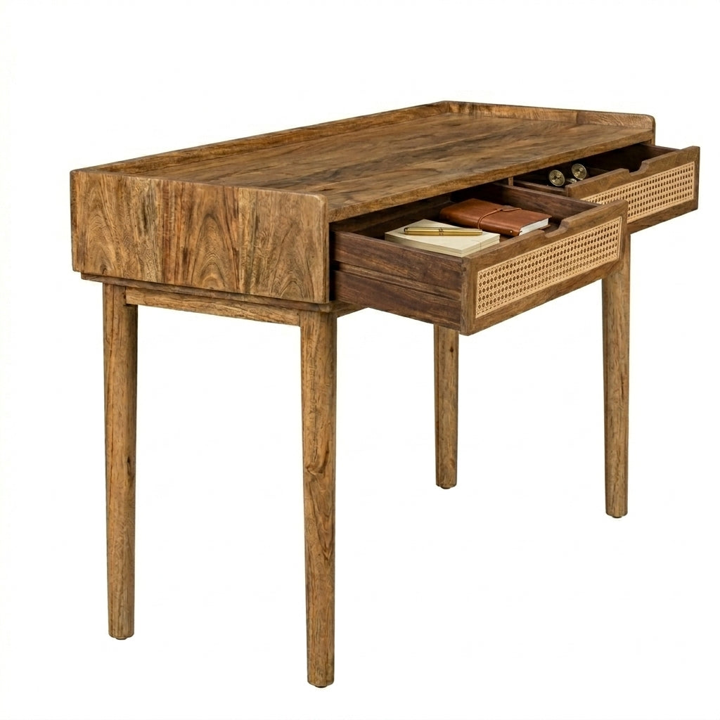 Willow Study Desk in Solid Mango Wood – Natural Finish