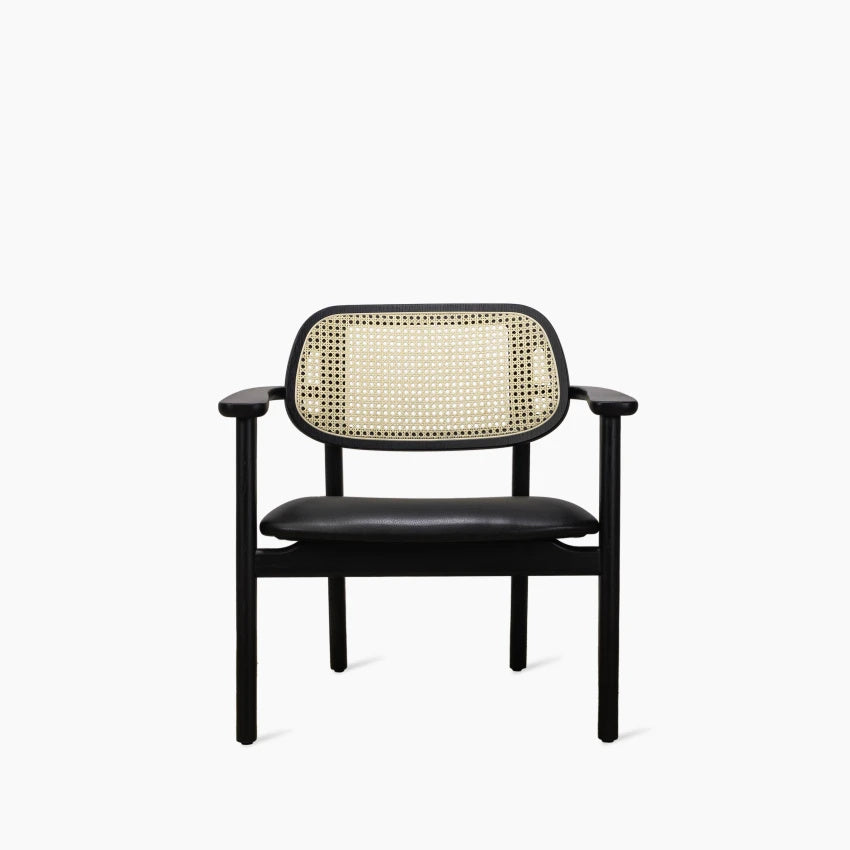 Handcrafted Comfort Rattan Lounge Chair in Solid Wood