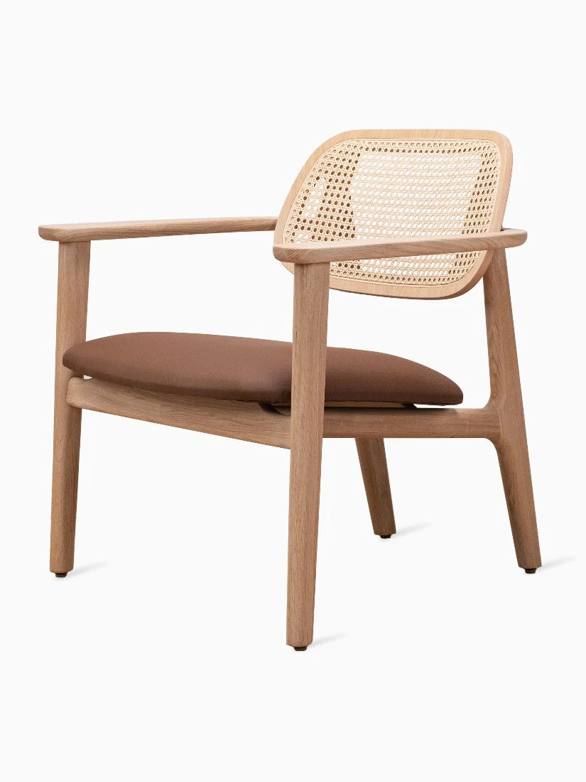 Handcrafted Comfort Rattan Lounge Chair in Solid Wood