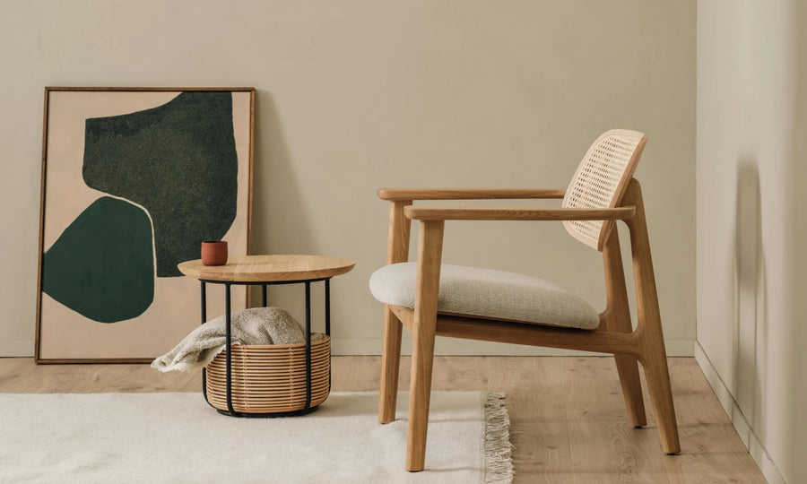 Handcrafted Comfort Rattan Lounge Chair in Solid Wood