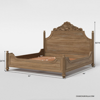 Morris Solid Wood Hand-Carved Bed – Natural Finish