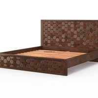 Modern Weave Pattern Solid Wood Bed