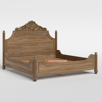 Morris Solid Wood Hand-Carved Bed – Natural Finish
