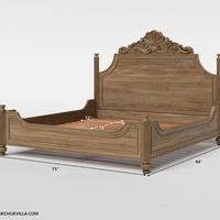 Morris Solid Wood Hand-Carved Bed – Natural Finish