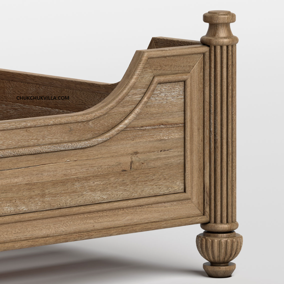 Morris Solid Wood Hand-Carved Bed – Natural Finish