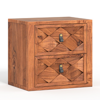 Modern Weave Pattern Solid Wood Bedside Table