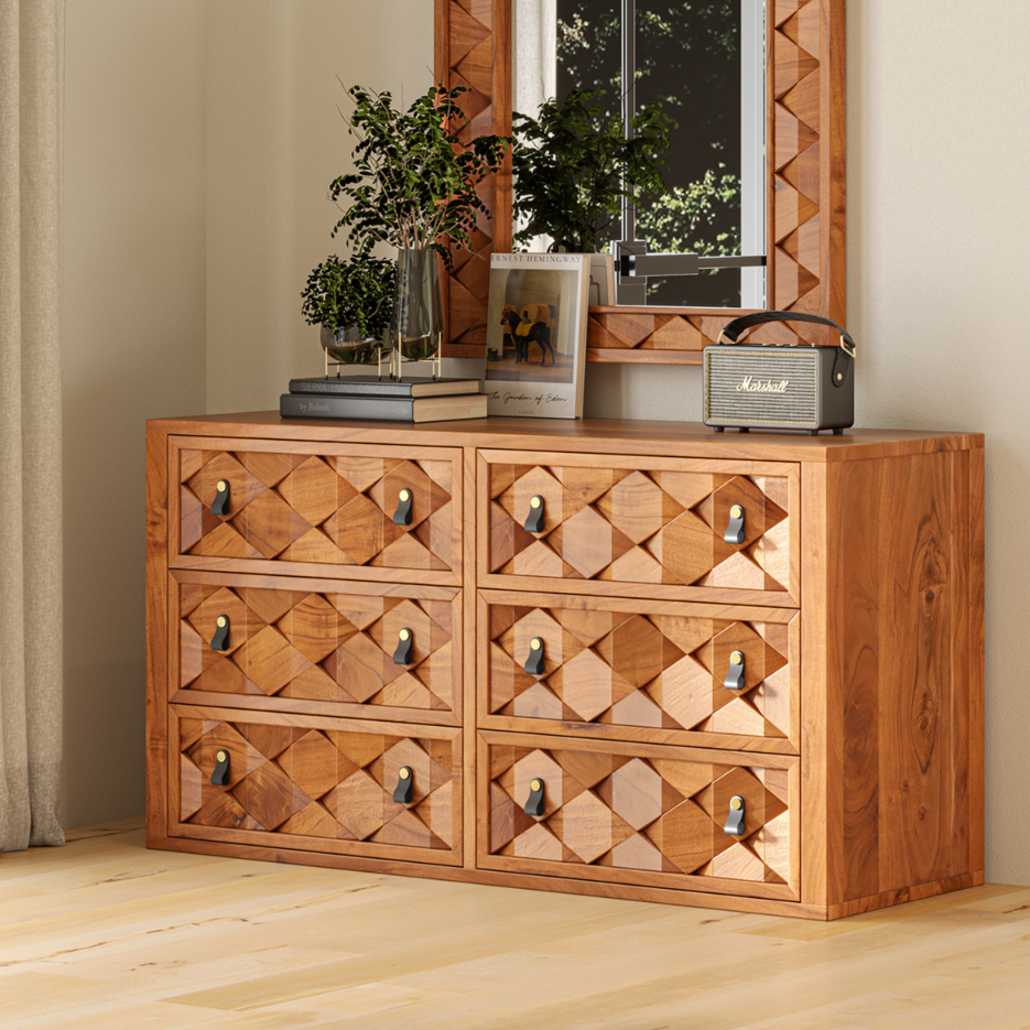 Modern Weave Pattern Solid Wood Chest of Drawer