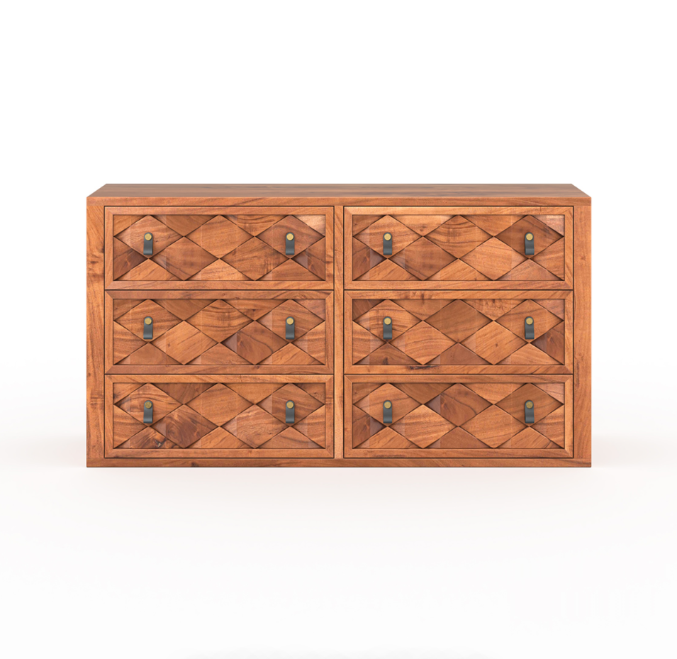 Modern Weave Pattern Solid Wood Chest of Drawer