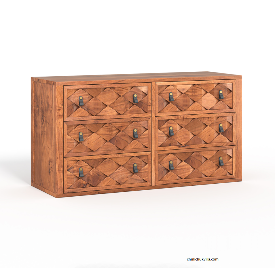 Modern Weave Pattern Solid Wood Chest of Drawer