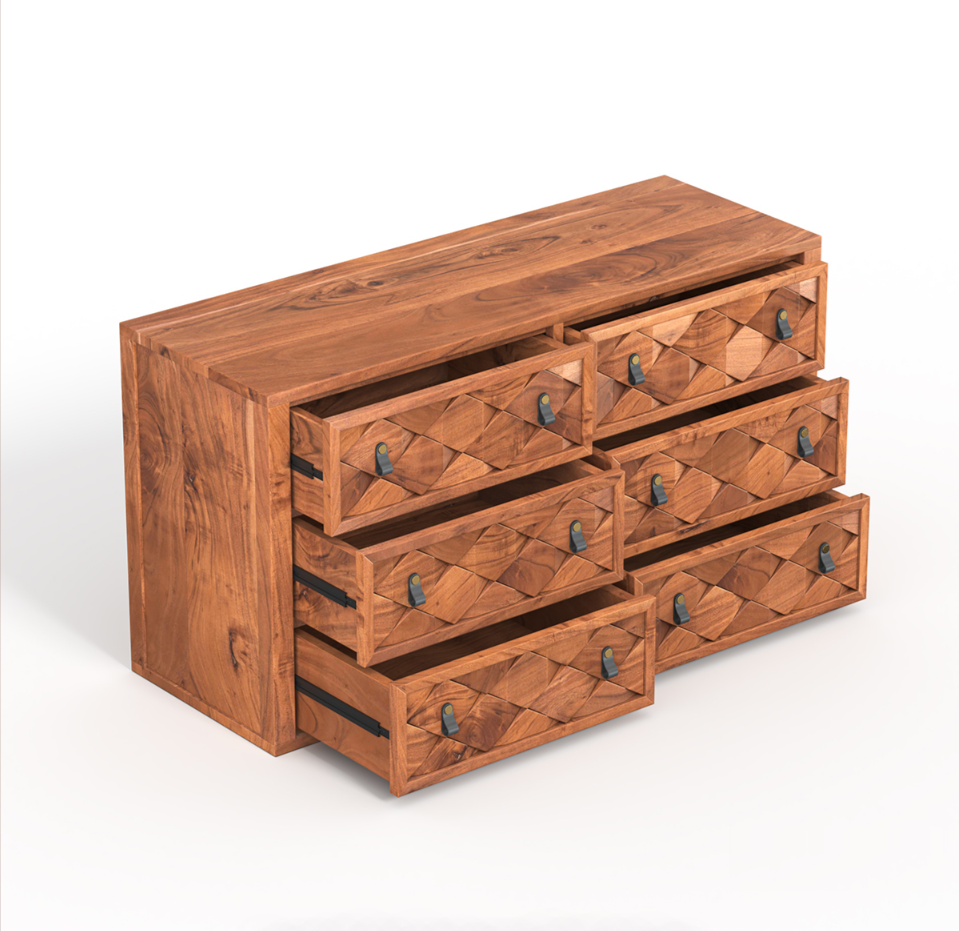 Modern Weave Pattern Solid Wood Chest of Drawer