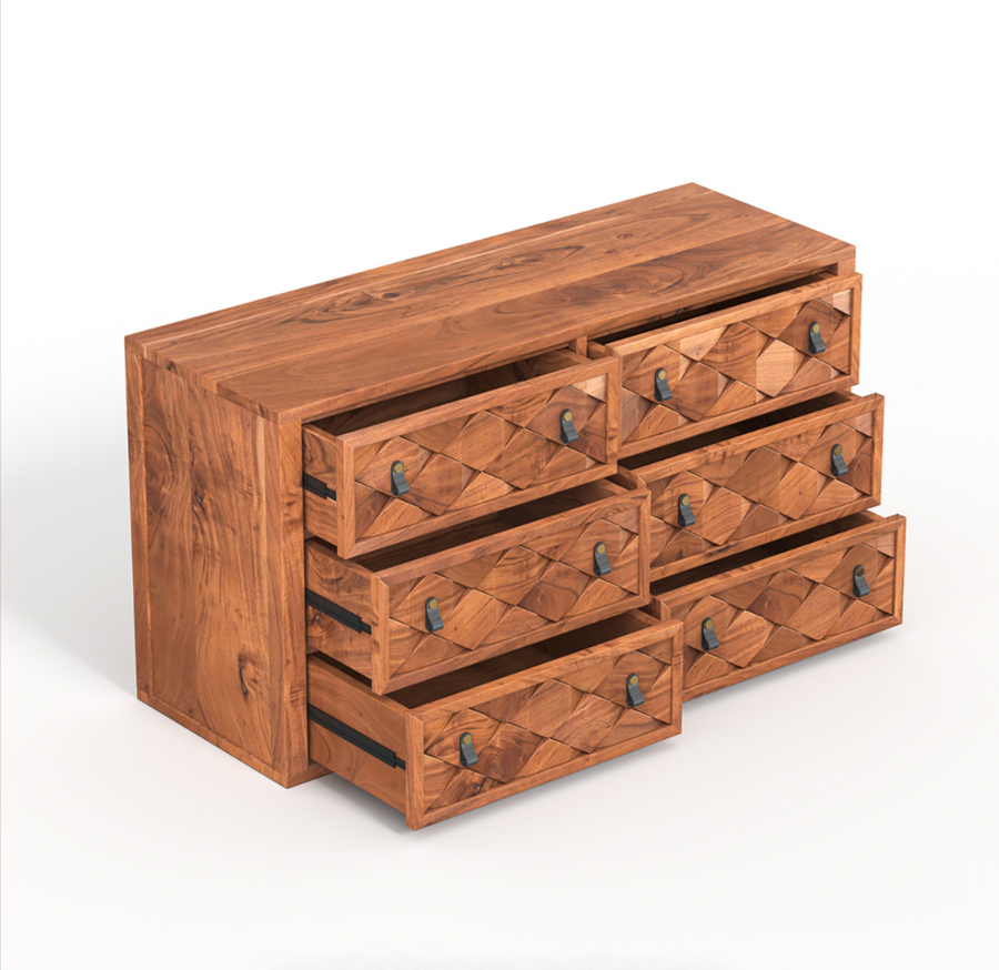 Modern Weave Pattern Solid Wood Chest of Drawer