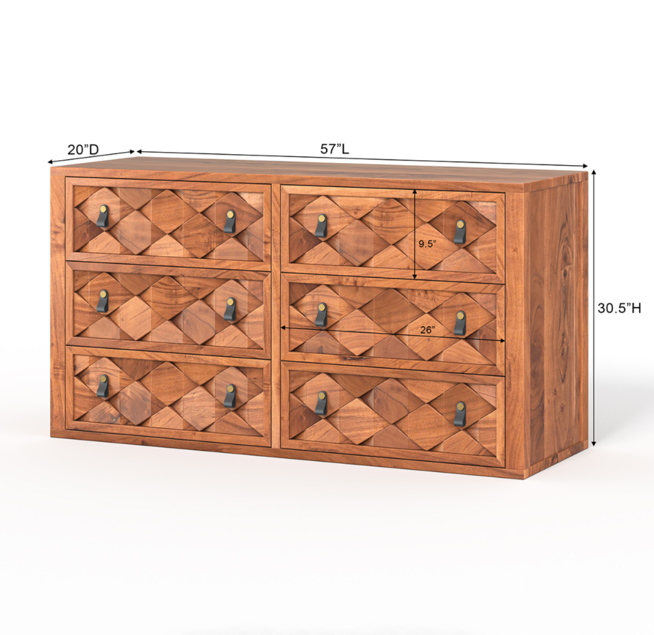 Modern Weave Pattern Solid Wood Chest of Drawer