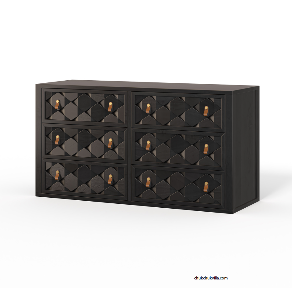 Modern Weave Pattern Solid Wood Chest of Drawer