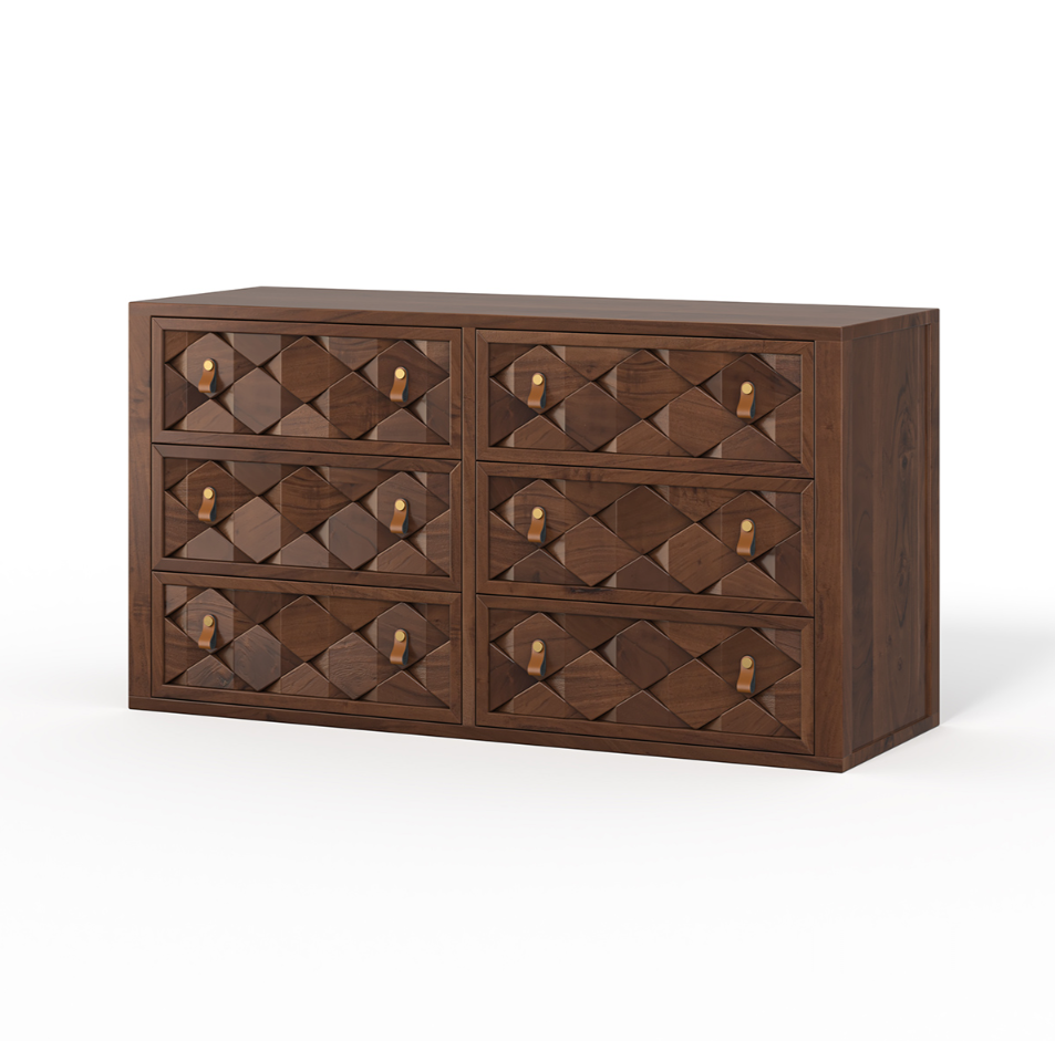 Modern Weave Pattern Solid Wood Chest of Drawer