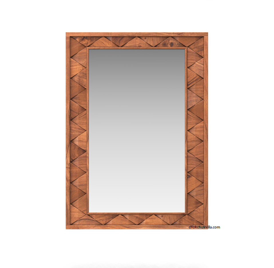 Modern Weave Pattern Solid Wood Mirror