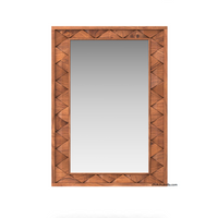 Modern Weave Pattern Solid Wood Mirror
