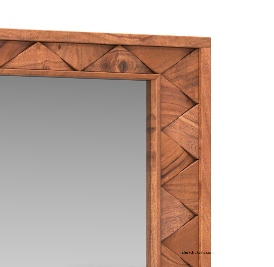 Modern Weave Pattern Solid Wood Mirror