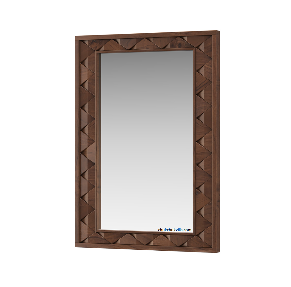 Modern Weave Pattern Solid Wood Mirror