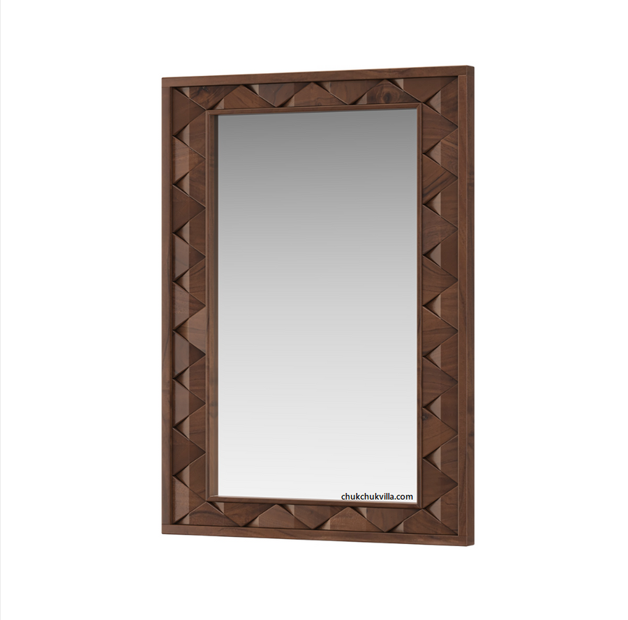 Modern Weave Pattern Solid Wood Mirror