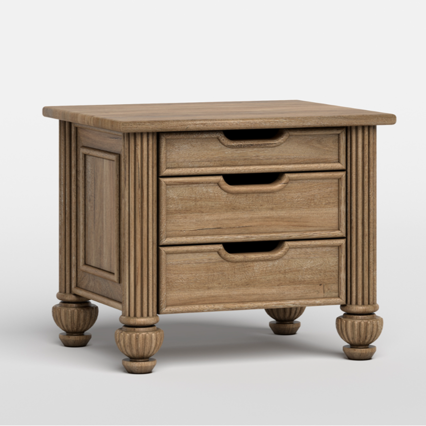 Morris Solid Wood Bedside Table - Natural Finish