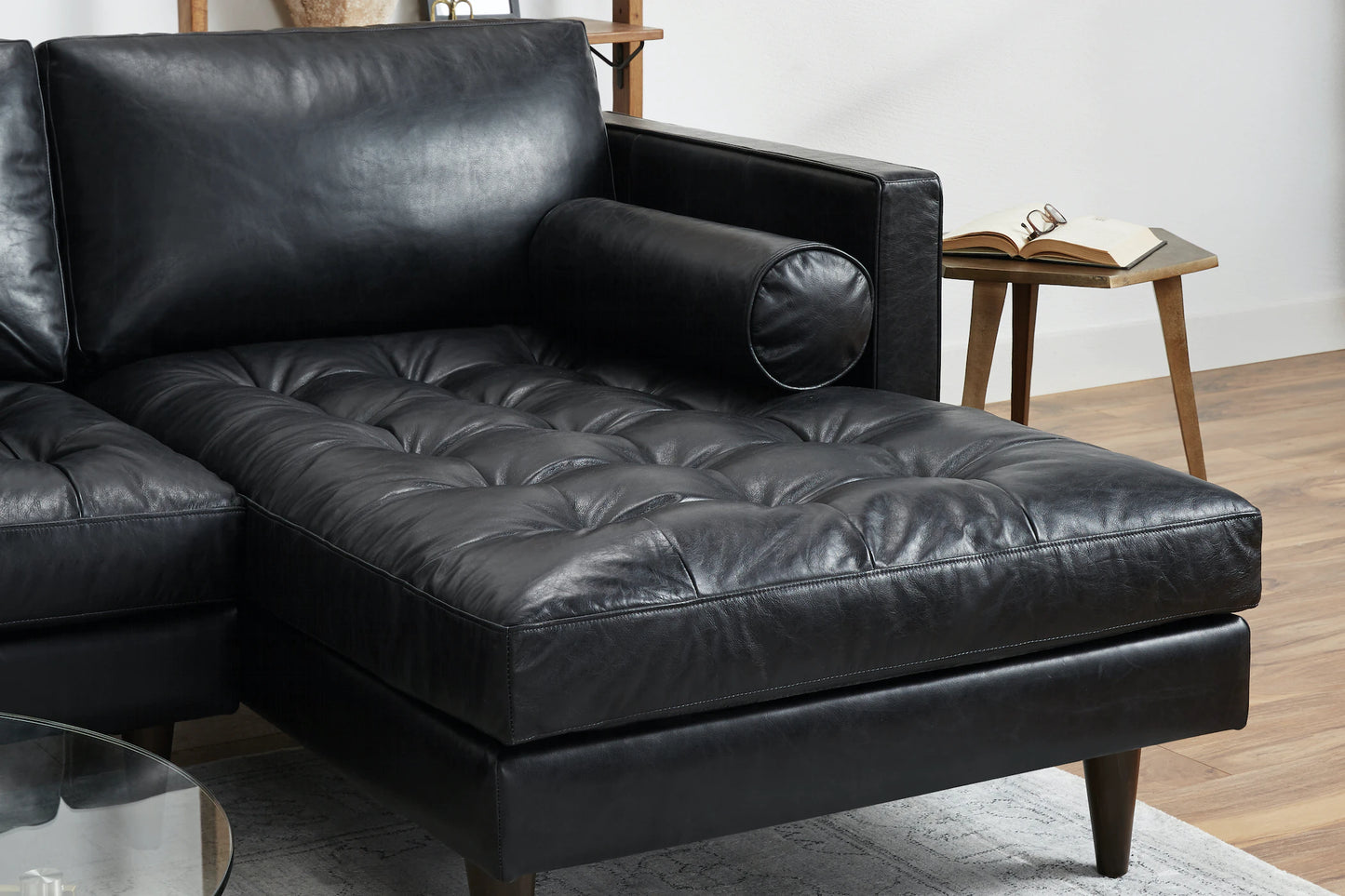 Briar 4 Seater Sectional Sofa for Living Room in Leather Upholstery | Solid Wood Frame