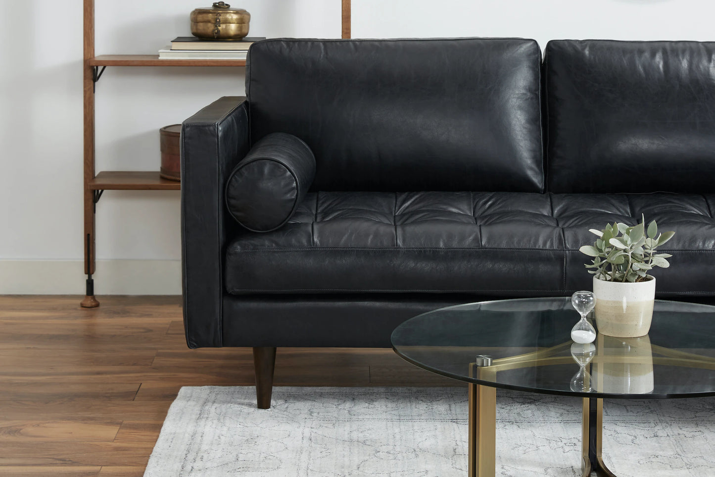 Briar 4 Seater Sectional Sofa for Living Room in Leather Upholstery | Solid Wood Frame