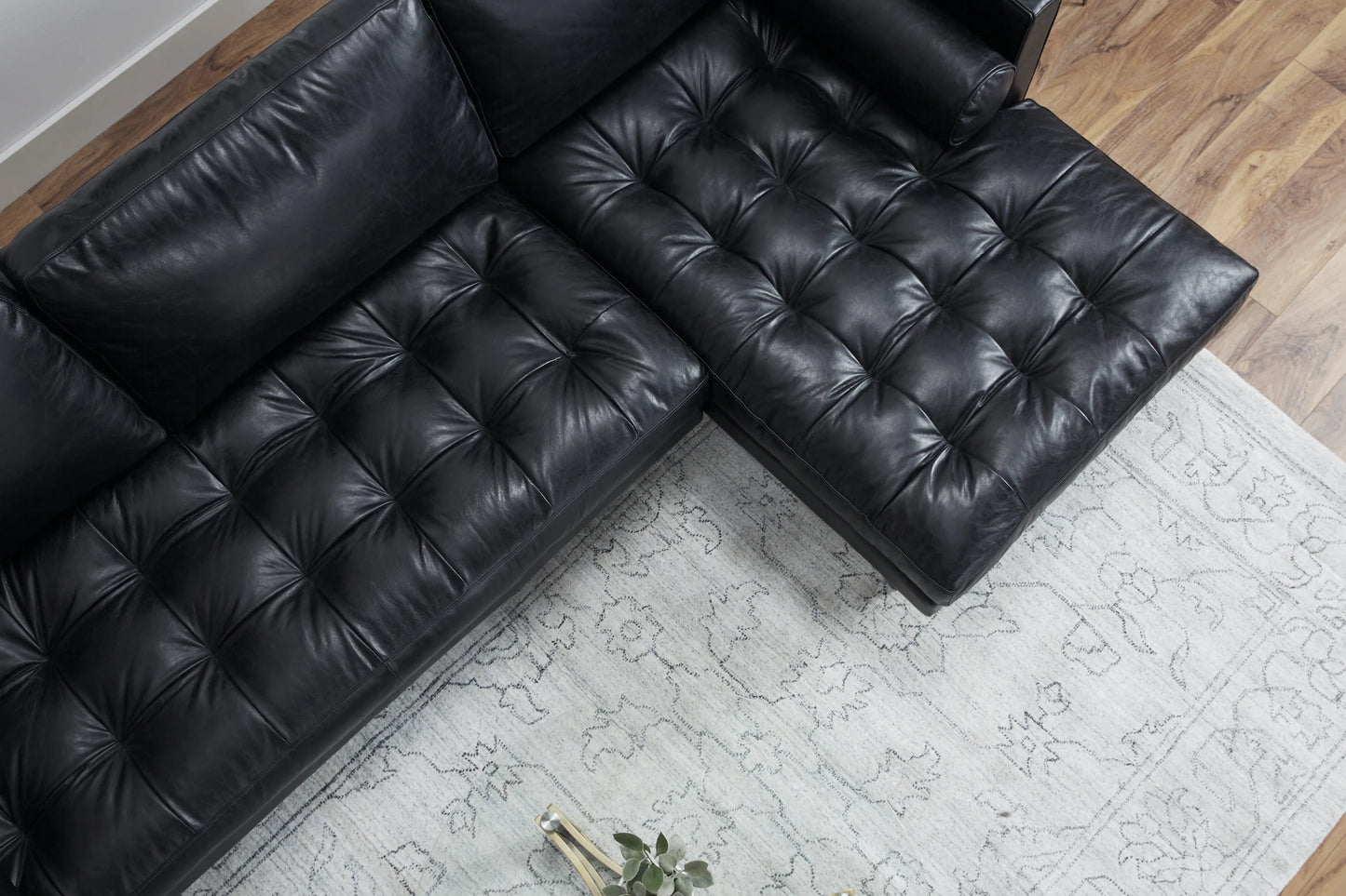 Briar 4 Seater Sectional Sofa for Living Room in Leather Upholstery | Solid Wood Frame