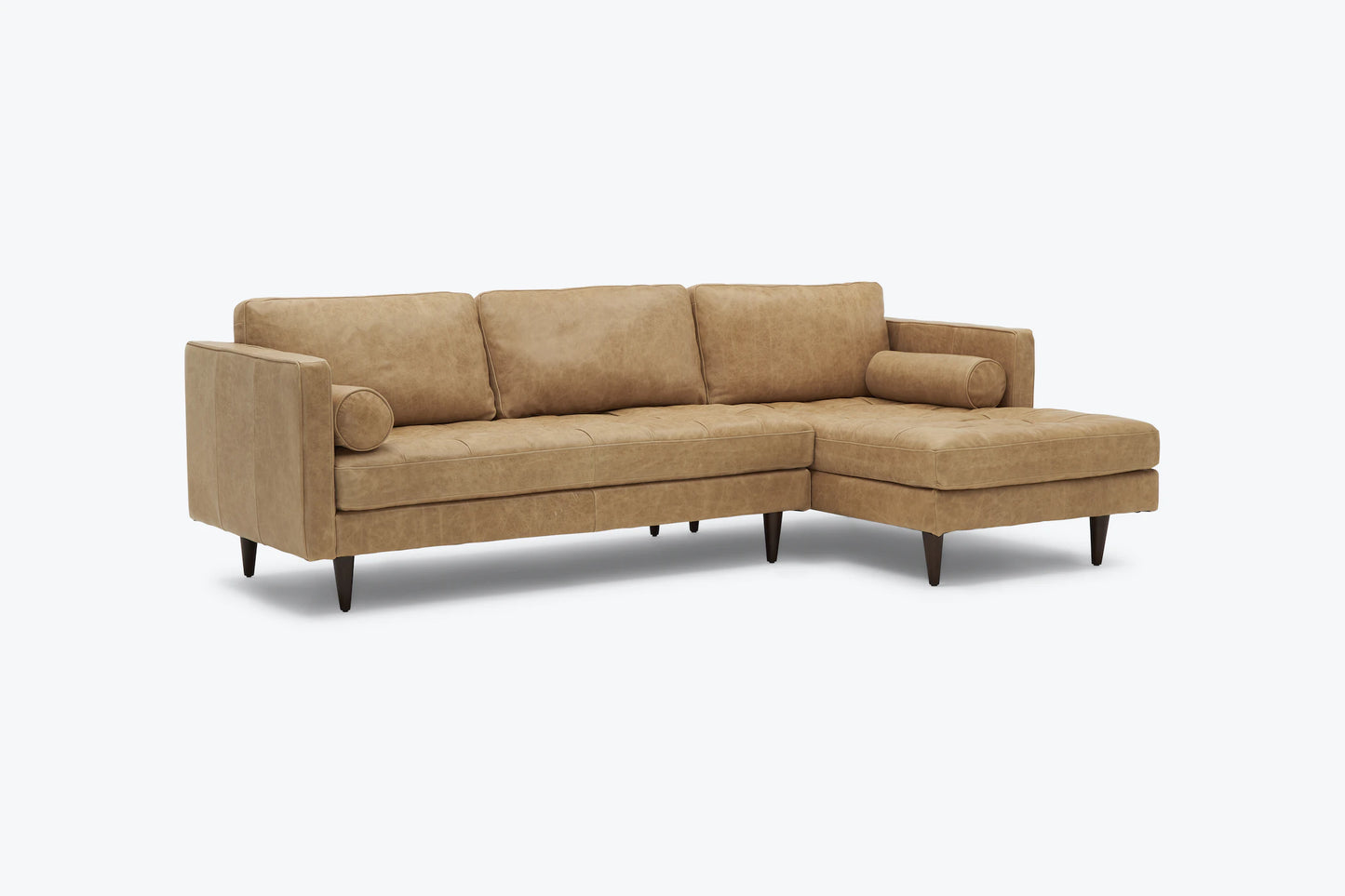 Briar 4 Seater Sectional Sofa for Living Room in Leather Upholstery | Solid Wood Frame