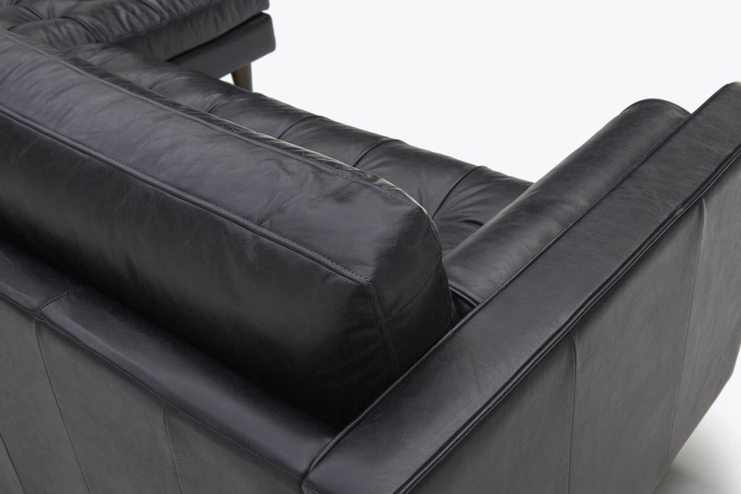 Briar 4 Seater Sectional Sofa for Living Room in Leather Upholstery | Solid Wood Frame