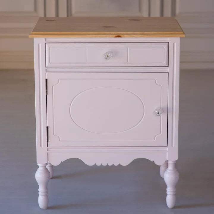 Carolina Bedside Table in Mango Wood | Drawer Storage |Door Storage | Carved Legs