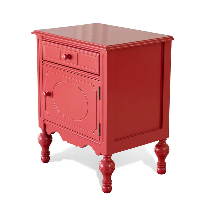 Carolina Bedside Table in Mango Wood | Drawer Storage |Door Storage | Carved Legs