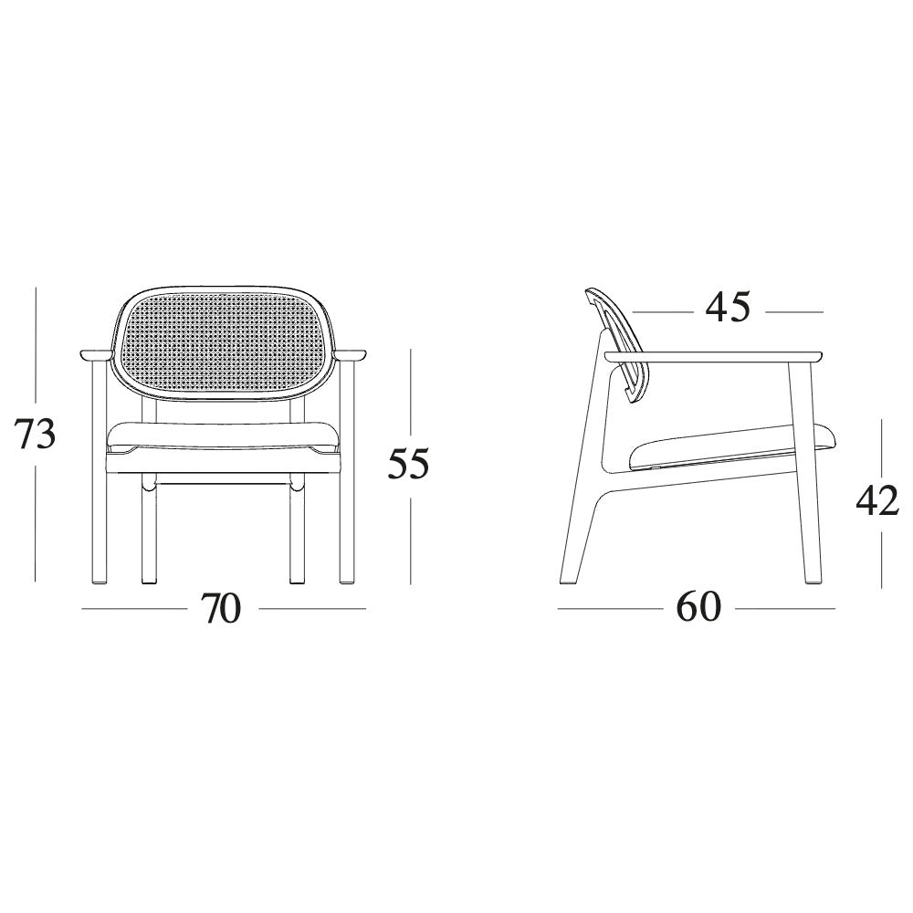 Handcrafted Comfort Rattan Lounge Chair in Solid Wood