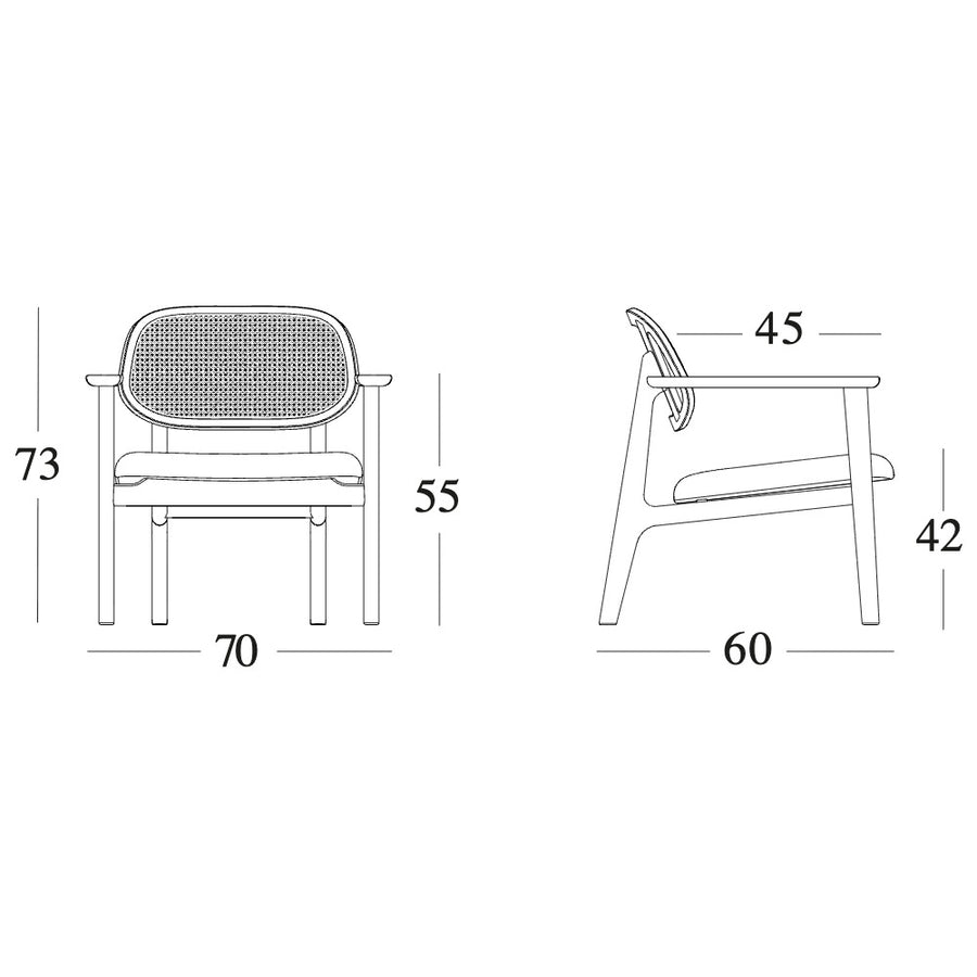 Handcrafted Comfort Rattan Lounge Chair in Solid Wood