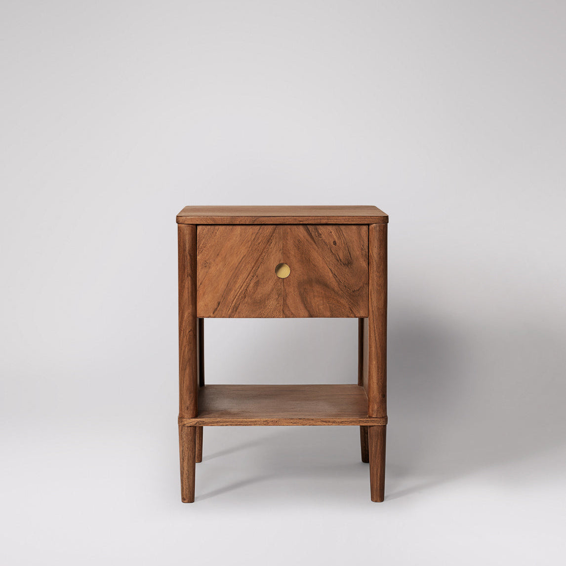 Shale Scandi Bedside Table in Acacia Wood | Solid Wood | Honey Finish | Drawer Storage