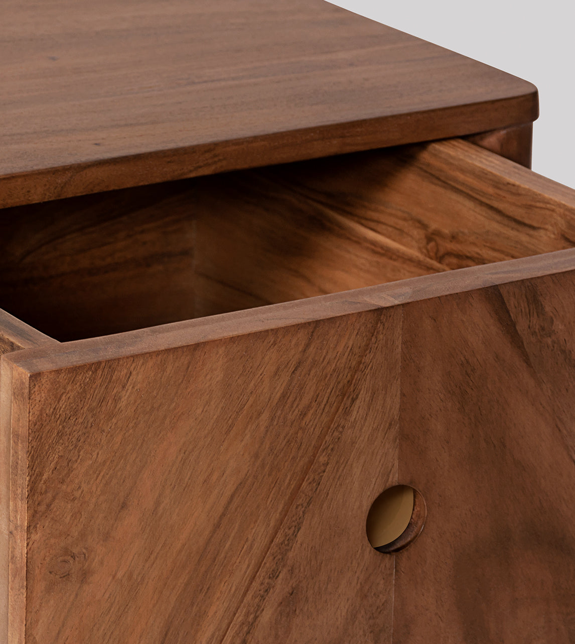 Shale Scandi Bedside Table in Acacia Wood | Solid Wood | Honey Finish | Drawer Storage