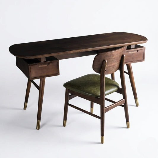 Emperor Solid Wood Study Desk for Home & Office | Acacia Wood | Drawer Storage| Curved Edges | Custom Finish Available