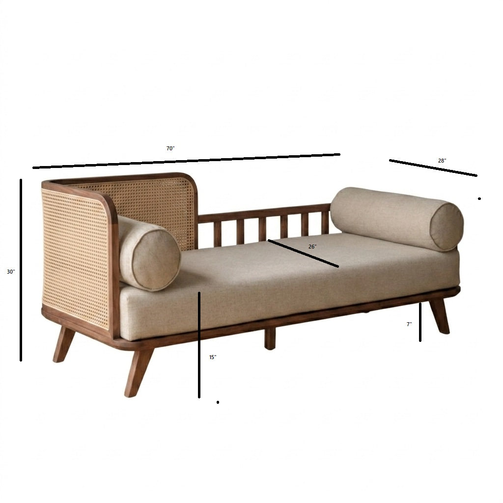 Goa Daybed in Solid Wood & Rattan