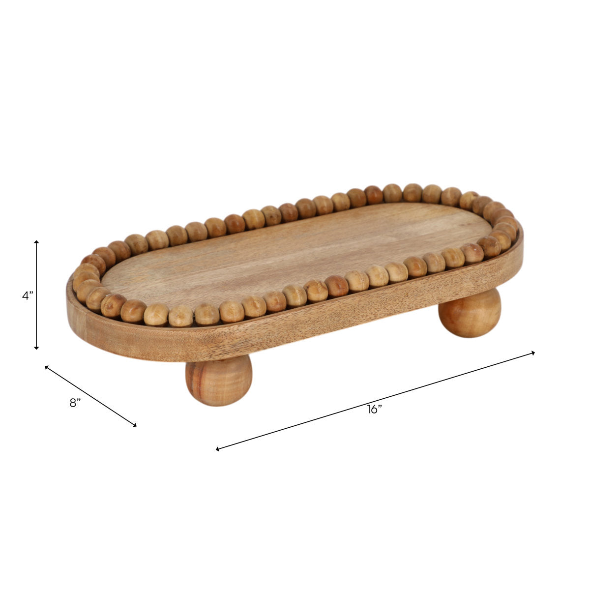 Handcrafted Mango Wood Rectangular Footed Serving Tray | Premium Solid Wood Platter with Edible Waterproof Coating | Termite-Proof Decorative Tray for Snacks & Drinks (Natural)