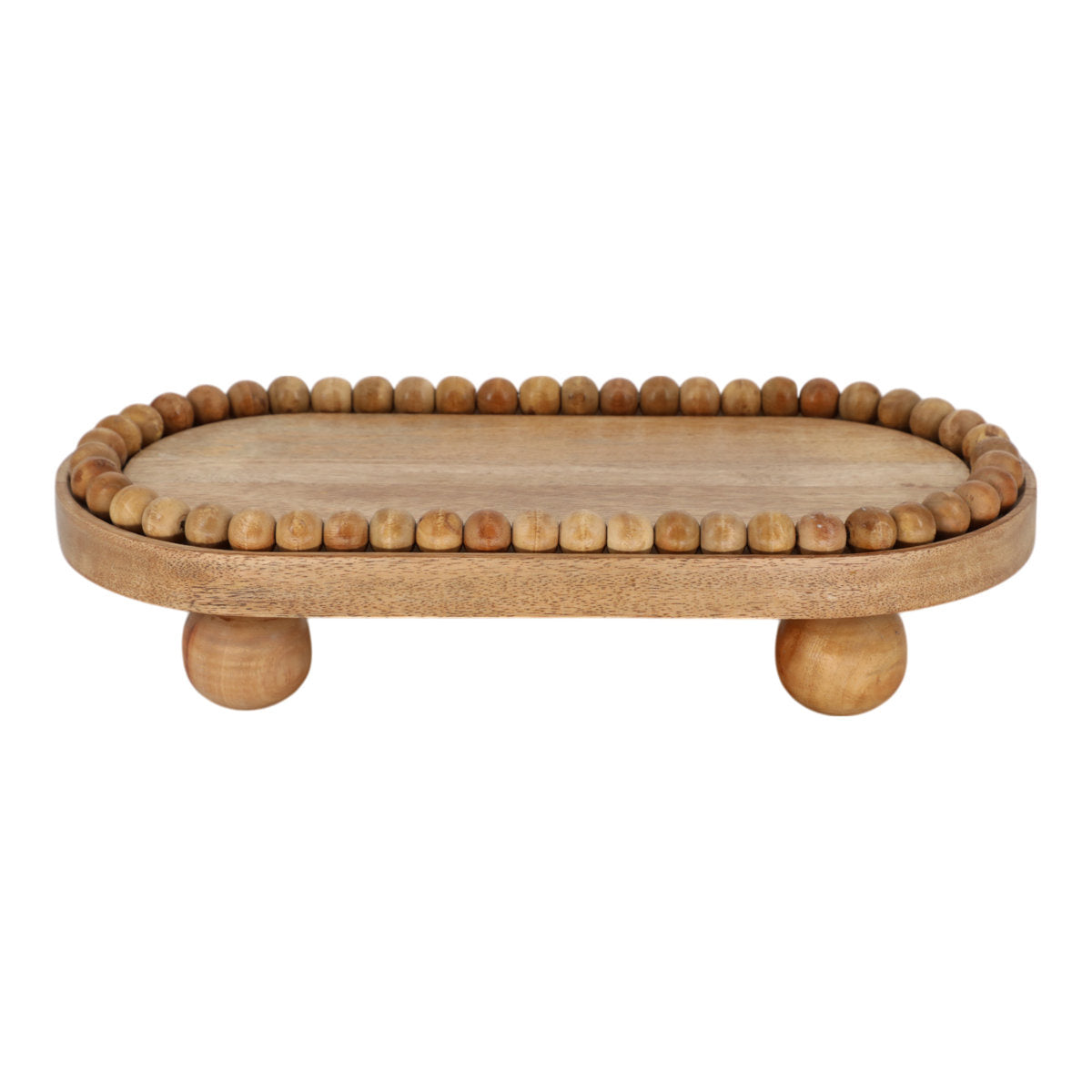 Handcrafted Mango Wood Rectangular Footed Serving Tray | Premium Solid Wood Platter with Edible Waterproof Coating | Termite-Proof Decorative Tray for Snacks & Drinks (Natural)