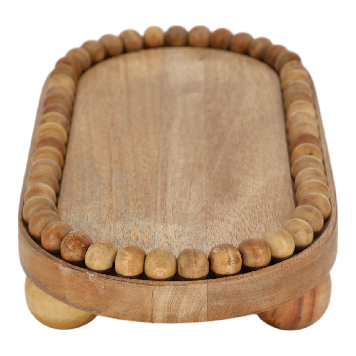 Handcrafted Mango Wood Rectangular Footed Serving Tray | Premium Solid Wood Platter with Edible Waterproof Coating | Termite-Proof Decorative Tray for Snacks & Drinks (Natural)