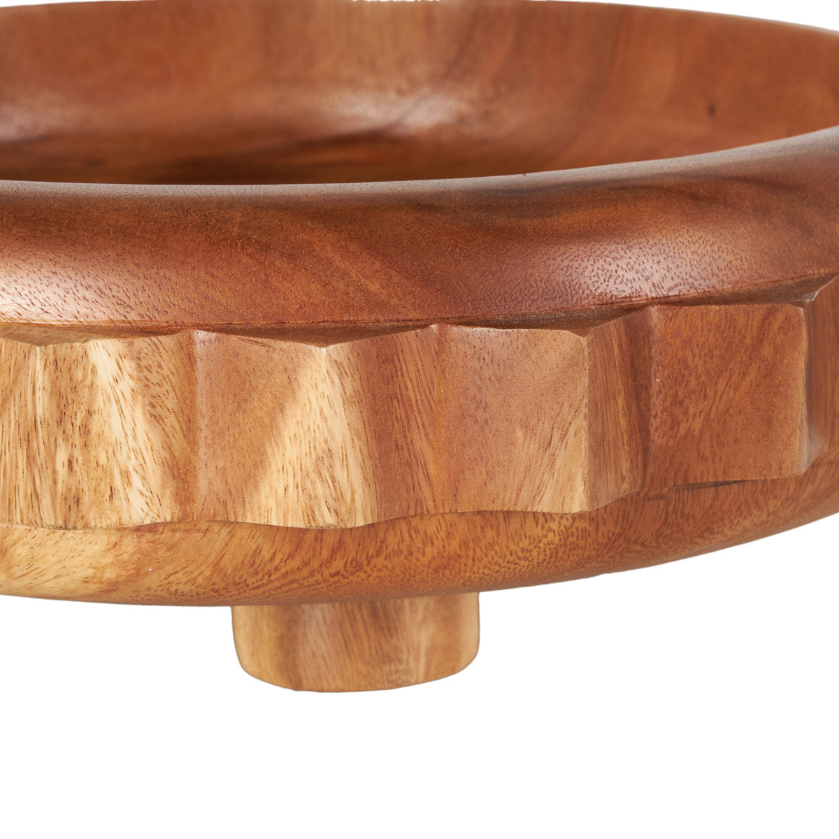 Premium Mango Wood Handcrafted Gear Design Decorative Bowl with Peg Legs