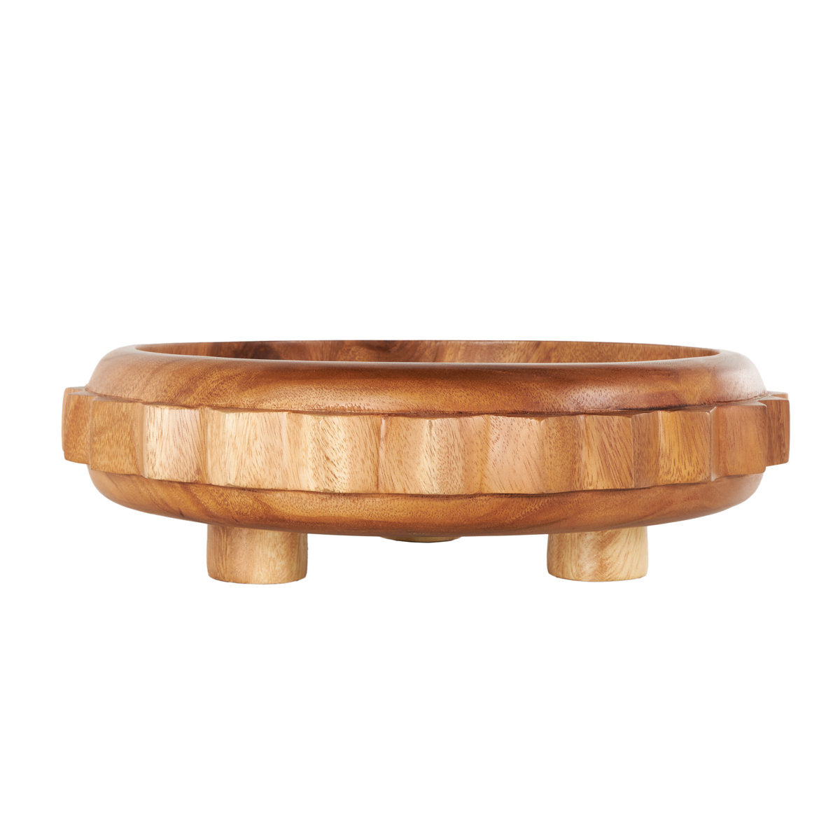 Premium Mango Wood Handcrafted Gear Design Decorative Bowl with Peg Legs