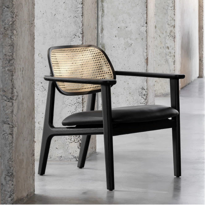 Handcrafted Comfort Rattan Lounge Chair in Solid Wood