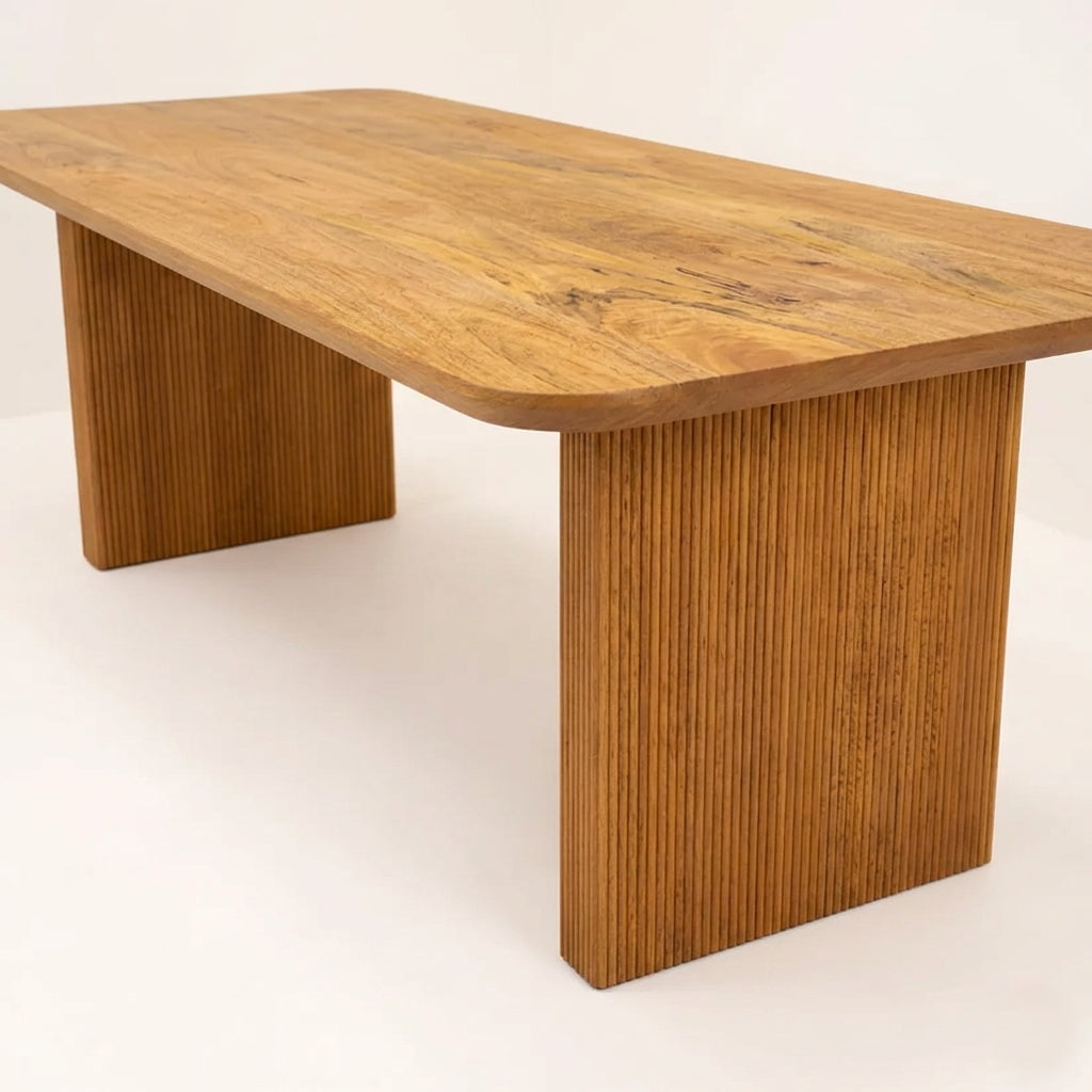 Meadow Dining Table in Mango Wood - 6 Seater | Solid Wood | Honey Finish