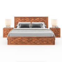 Modern Weave Pattern Solid Wood Bed