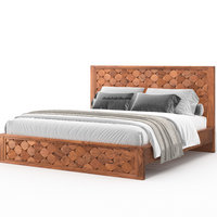Modern Weave Pattern Solid Wood Bed